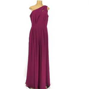 David's Bridal Plum One Shoulder Bridesmaid Dress
